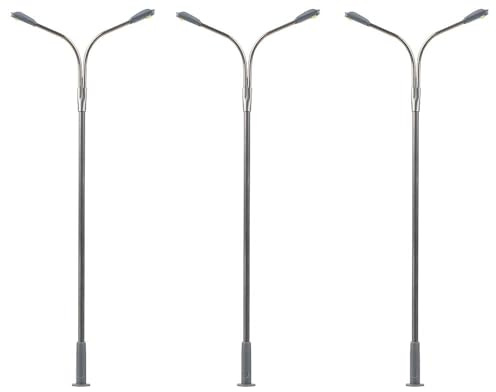 FALLER 180101 - LED-Straßenbeleuchtungen, Peitschenleuchten, kaltweiß, 3 Stück - Spurweite H0