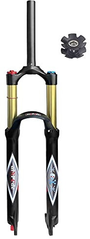 aiNPCde 26/27.5/29 Pouces Vélo Fourche Avant Suspension VTT 140mm Voyager, Ajustement du Rebond 1-1/8 Tube Droit/Conique Verrouillage Manuel/à Distance Vélo de Montagne Fourche à Air