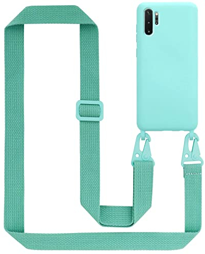 Cadorabo Handykette kompatibel mit Samsung Galaxy Note 10 Plus Schutzhülle TPU Liquid Silikon Case Necklace mit verstellbarem Band Kordel mit Etui Case Hülle für Galaxy Note 10 Plus in Türkis
