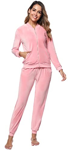 Totatuit Women's Tracksuit Set 2 Piece Velour Loungewear Set Long Sleeve Crew Neck Sweatshirt and Tracksuit Bottoms Casual Sweatsuits Jogger Suit