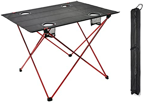 Mesa de Camping de Aleación de Aluminio Ultraligera, Mesa Plegable Portátil para Playa, para Exteriores, Mochilero, Muebles de Escritorio Enrollables con Portavasos,Red