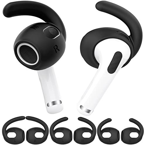 AHASTYLE 3 Pares AirPods 3 Ganchos para la Oreja Orejeras Antideslizantes Accesorios de Silicona [No Cabe en el Estuche de Carga] Compatible con Apple AirPods 3 2021 (Negro)