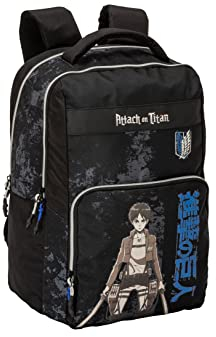 Attack on Titan Urban Backpack Anschluss der Gighandschuhe Comic Anime, Schwarz, Taglia unica, Casual
