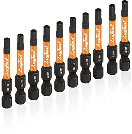 Augtouf 4mm Impact Hex Head Allen Wrench Drill Bit Set 10pcs, 1/4” Hex-Shank S2 Steel Hex Bits Set, CNC Machined Tips with Magnetism, 2” Long with Storage Box