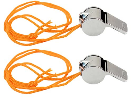 2 Stück Pfeife,Trainerpfeife Schiedsrichter pfeifen Signalpfeife,Edelstahl-Sportpfeifen mit Umhängeband, Laute, knackige Klangpfeifen,für Schulsport,Fußball,Hundetraining