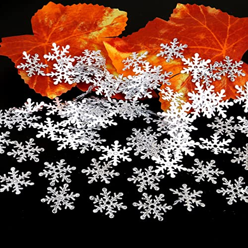 600 Stück Schneeflocken Konfetti,Schneeflocke Tischkonfetti Winter Weihnachten Deko Silvester Tischdeko Streudeko für Weihnachten Frozen Party Hochzeit Geburtstag Holiday Dekorationen,Silber 2.0cm