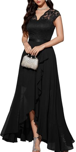 Bbonlinedress Robe de Soirée Femme Longue pour Cocktail Mariage Invité Bal de Promo Anniversaire Cérémonie Black 3XL