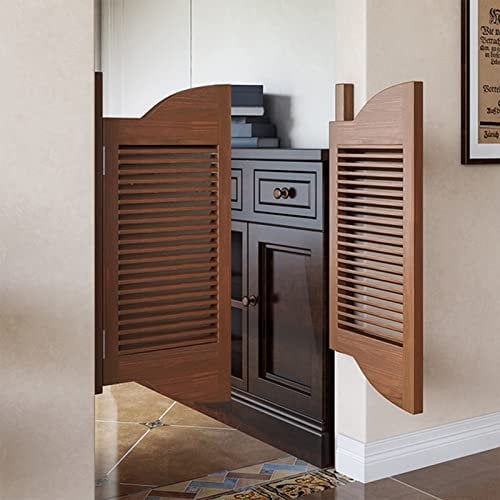 Porte Battante Café de Salon à Persiennes Portes Oscillantes pour La Porte, Porte de Bar en Bois Faite à La Main avec Charnières, Porte de Demi-taille Ouverte à Double Sens, Brun ( Size : W70xH90cm(35