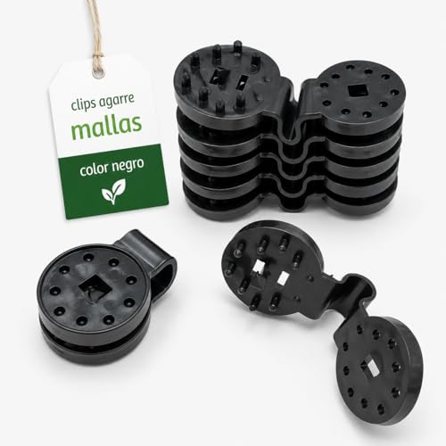 flonatur Pinzas de plástico clips para sujeción de mallas de ocultación, brezo, telas, vallas de su jardín. Bolsas de grapas cierra fácil color negro, varios packs. (50, Negro)