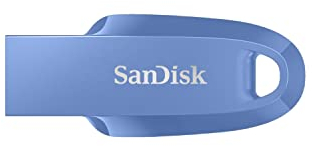 SanDisk RescuePRO - Chiavetta USB 3.2 Flash Drive Ultra Curve da 256 GB, chiavetta USB con velocità di lettura fino a 100 MB/s, software di recupero dati, anello portachiavi, colore: blu navy