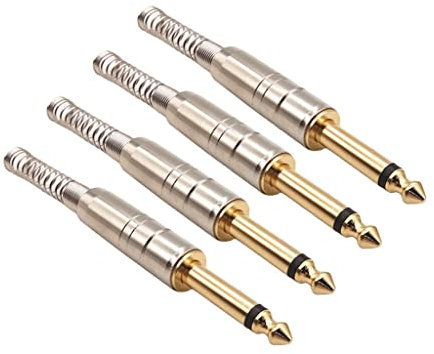 Alnicov 4 STÜCKE 1/4 Audio Stecker 6,35 mm Stecker TS Stecker 1/4 Zoll Löttyp Mono Stecker Gerades Design Stecker