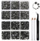 Beadsland 8300PCS Flatback Rhinestones, Gray Rhinestone Nail Gems Round Crystal Rhinestones for Crafts, Mixed 10 Sizes with Wax Pencil and Tweezer Kit, SS3-SS30, Black Diamond