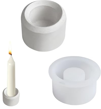 YEJAHY Silikonform Kerzenhalter, Halloween DIY Gießform Kerzenhalter, zum Ausgießen mit Kreativ Beton, Art Resin Gießharz(Runde2)