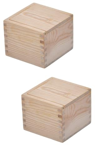 EXCEART 2pcs Packaging Wooden Box Unfinished Wooden Storage Wooden Crate Wood Crates Jewelry Organizer Tray Retro Decorative Vases Teacup Displaying Case Decorate Accessories