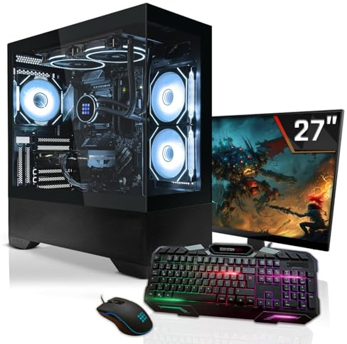 SYSTEMTREFF Gaming Komplett PC Set AMD Ryzen 9 9950X3D 16x5.7GHz | AMD Radeon RX 7900 XTX 24GB | 2TB M.2 NVMe | 32GB DDR5 RAM | Windows 11 | 27 TFT Monitor | Desktop Paket Computer für Gamer, Gaming