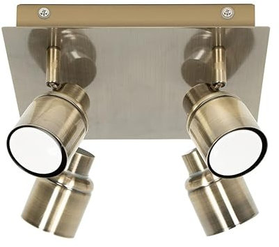 ValueLights | Antique Brass 4 Way Square Adjustable GU10 Spotlight | Bath Ceiling Lights, Home Décor & Improvement Essential