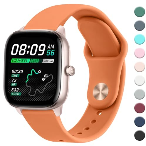 Oumida Armband für Amazfit Bip 3 Pro/Bip/Bip 3/Bip U Pro, 20mm Neues Silikon Armbänder, Verstellbares Sport Ersatzband für Amazfit GTS 2 Mini/GTS/GTS 3/GTS 4/GTS 4 Mini Damen Herren, Orange