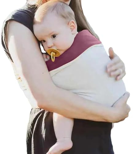Mamas Bonding Comforter Baby Carrier, Mama'S Cozy Bonding Comforter Wraps, Lightweight Chest Harness Baby Carrier, Stretchy Baby Carrier Wraps Easy Infant Carrier Newborn To Toddler (Purple+Beige,S)