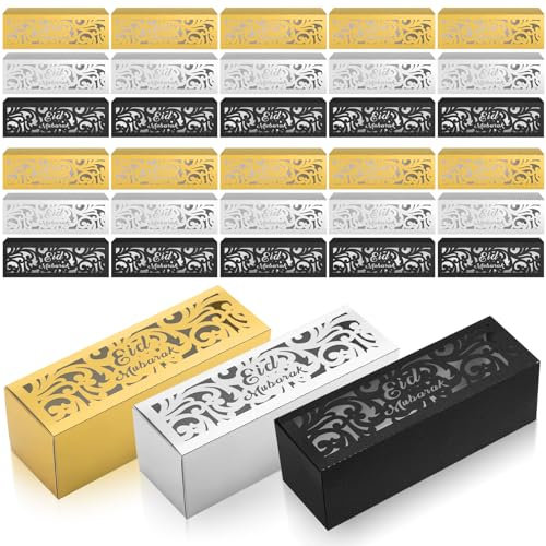 Faccito 30 Stück Eid Mubarak Geschenkboxen Ramadan Geschenkboxen Muslimische Süßigkeitenschachteln Eid Mubarak Leckerei Boxen für Schokolade Süßigkeiten Keks Eid al Adha Party Dekoration