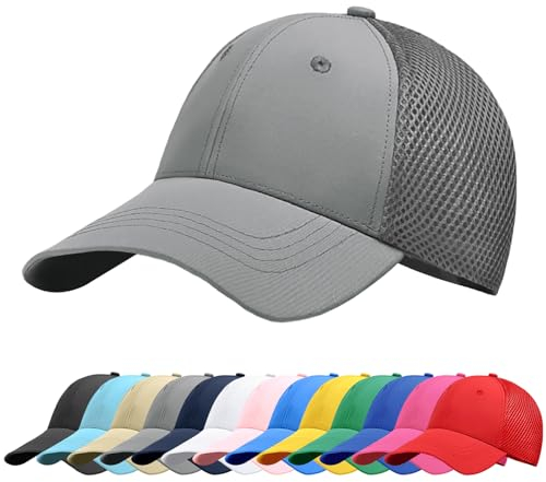 Baynetin Baseball Kappe Unisex Klassisch Verstellbar Atmungsaktive Sportlicher Sonnenschutz Basecap Atmungsaktive Masche Freizeit UV Baseballmütze (Grau)