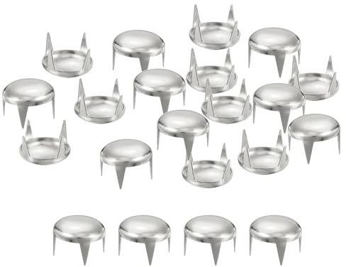 sourcing map 100 Stück 10mm Silberne runde Kuppelnieten Metallklauenperlen Nagelkopfnieten Spike Nieten Punk Rock DIY für Lederhandwerk Kleidungsgürtel Tasche Schuharmband Zubehör