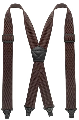JEMYGINS Herren Outdoor Hosenträger X-Typ längenverstellbar mit robusten Kunststoffschnallen braun