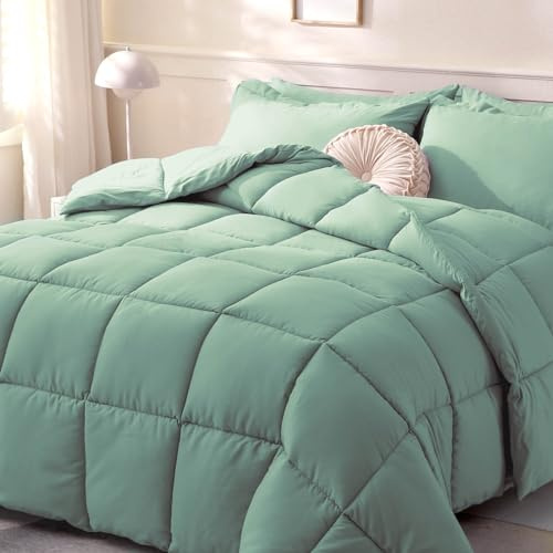 Downcool Bettdecken in Übergröße, King-Size-Bett, salbeigrün, Ganzjahresdecke, leichte Steppdecke, Daunen-Alternative, Hoteldecke mit Ecklaschen (salbeigrün, Übergröße, Kingsize-Bett: 296 x 249 cm)