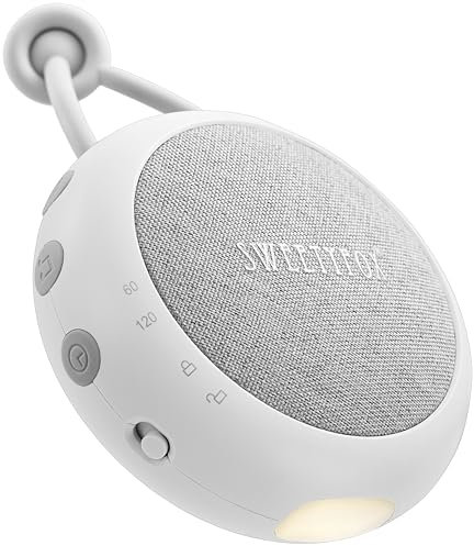 Sweety Fox White Noise Machine Baby - Weiß - Einschlafhilfe Babys, Wiegenlied Baby, Nachtlicht und Weißes Rauschen Baby, 15 Klänge, USB Aufladbar