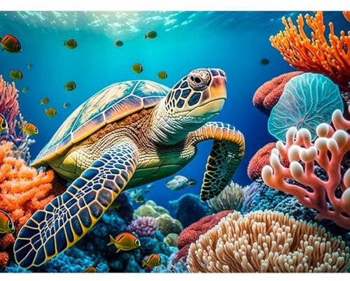 luckyarina Diamond Painting Erwachsene Schildkröte- Diamont Painting Tiere, Schildkröte 5D Diamond Painting Bild für Haus Dekoration 30X40CM