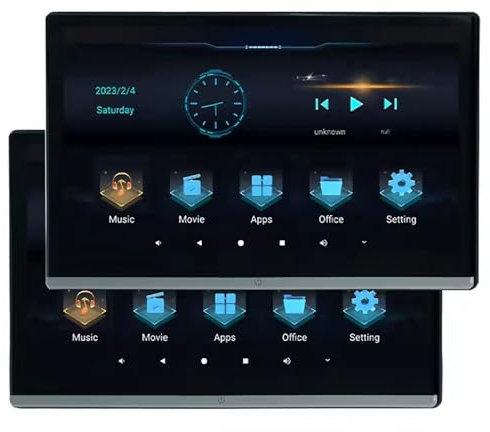 POCDOKYZ 13.3-inch Headrest TV, Android 11.0 Car Rear Seat Entertainment System, RAM: 2GB+ROM: 32GB, Resolution: 1920 * 1080, Supports Wireless WIFI, Built-in USB, TF Interface,2pcs