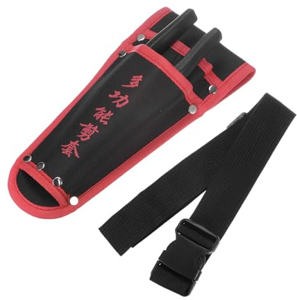 M METERXITY Gartenschere-Hülle, tragbare rutschfeste Canvas-Gartenschere-Halterung mit Gürtel, Gartenschere-Etui für Hand-Gartenschere/Gartenscheren/Scheren [Rot-Schwarz]