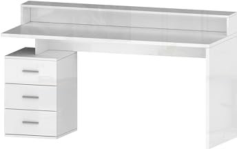 möbelando Schreibtisch >Novara< in Weiß Hochglanz - 160x90x60cm (BxHxT)