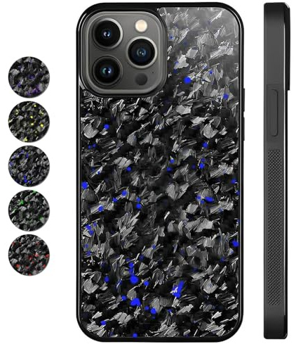 Generisch Forged Carbon Fiber Magnetische Anti-Fall Schutzhülle für iPhone 16 15 14 13 12 Pro Max (15 Pro Max, Blau)