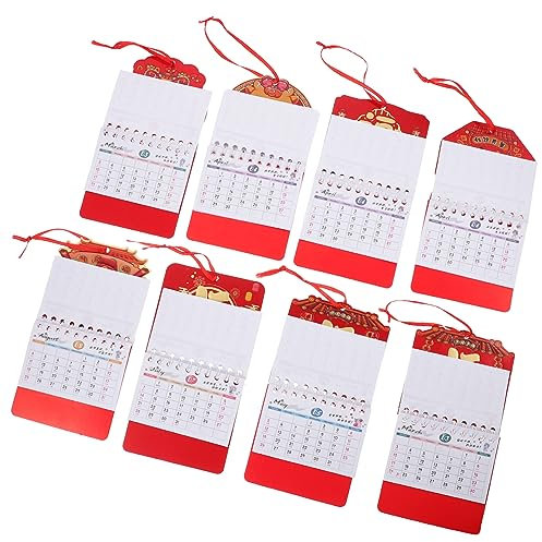 Tofficu 8stücke Teiliges Wandkalender Fadensichere Handgerissene Chinesische Kulturkalender Hängeetikett Für Planung Für Neue Jahr