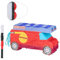 Relaxdays Pinata Set, 3tlg., Feuerwehrauto, zum Aufhängen, Kinder, Mädchen & Jungs, mit Stab & Maske, unbefüllt, rot