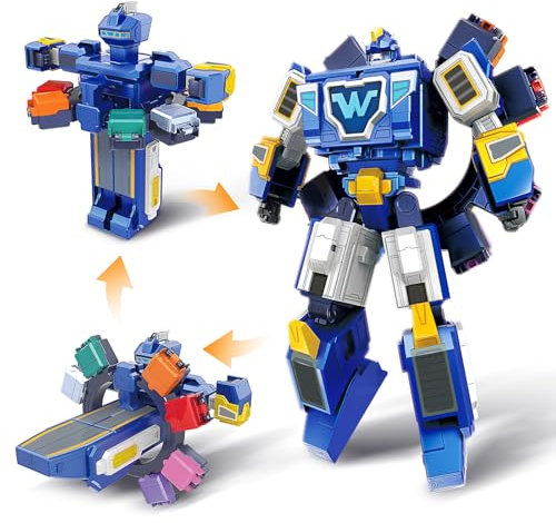 Super Wings 3-in-1 World Space robot trasformabile con mini figure Jett e Dizzy, giocattolo trasformabile per bambini e bambine dai 3 anni in su, blu
