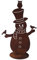 Gartenfigur Schneemann aus Edelrost, 3D Winterdeko mit Vögeln und Eule, Rostoptik Gartendekoration 51CM XXL