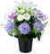 SIFOEL Artificial Cemetery Flowers in Pots, Artificial Chrysanthmums Lily Daisy with Pot, Memorial Grave Flowers for Cemetery Funeral Outdoor Graveside Decoration (1pc, White&Purple)