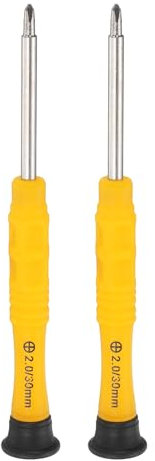 sourcing map 2pcs PH2.0 Mini Phillips Screw Driver 3mm Shank Cross Head 87mm Length for Small Appliances Repairs, Yellow