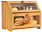 Gute Double Layer Bamboo Bread Box with Transparent Window - Large Capacity 2-Tier Kitchen Storage Organizer for Bread, Muffins, Bagels Countertop Bread Bin (15.35x9.84x12.6)