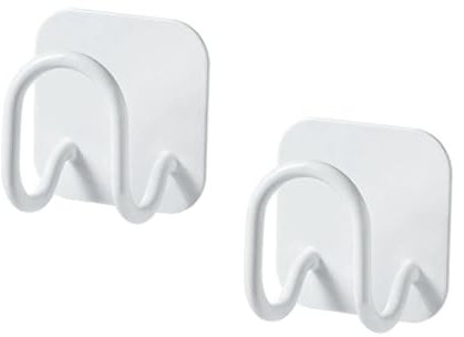 Generisch 2 stück Selbst-adhesive Haken Seife Handtuch Kleiderbügel for Wäsche, Küche, Dusche(WHITE)