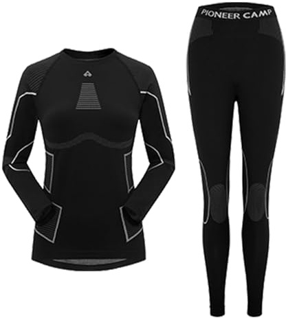 Pioneer Camp Skiunterwäsche Damen Warme Thermo Unterwäsche | Elastizität Atmungsaktiv Thermounterwäsche Atmungsaktiv Thermowäsche Set Basisschichtunterhose für Running Skiing