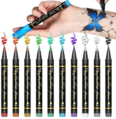 Marqueurs pour le Corps, Marqueur Corporel Tendance, Peinture pour Visage Lavable en 10 Couleurs pour Festival Halloween Cosplay Fête Femmes Hommes Adultes