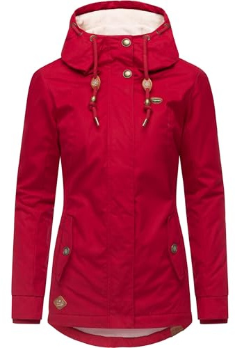 Ragwear Damen warme kurze Winterjacke mit Kapuze Monade Intl Dark Red25 Gr. S