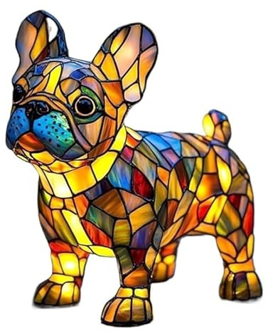 Generisch Gartenstadl Leuchthund - handgefertigte Lampe, die Herzen erstrahlen lässt(Bulldogge)
