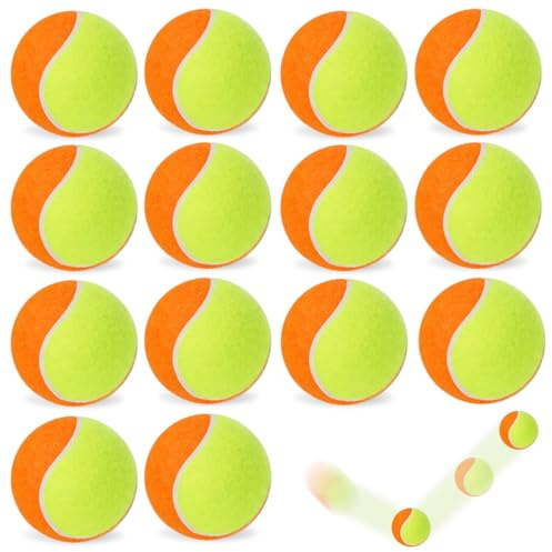 BORDEAG 15 Stück Tennisbälle, 6.35cm Tennis Training Balls, Tennisball Anfänger, Stage 3 Tennisbal übungs Ball Orange Langlebige Und Hochwertige Für Erwachsene Anfänger