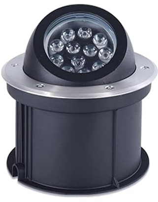 QICBYING Luminaires Extérieurs Enterrés - Lampe LED Paysagère Sol, Spot Oblique Étanche IP67 Jardin, Lampe LED Ronde Enterrée en Acier Inoxydable 85-265V, Lumière Jardin Enterré(Green,12W)