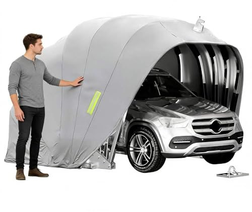 Abri De Voiture en Acier Inoxydable, Pliant Auvents Rétractable Robuste Abri De Voiture, Tente De Auvent D'auto Et Durable, Garage Pliant Toutes Saisons pour Parking, Cour