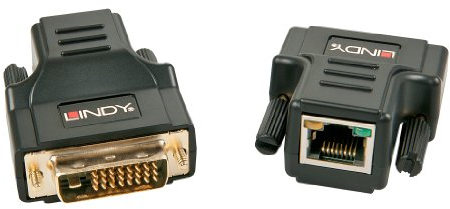 Lindy 32599 DVI Extender Cat6 Classic Extenderlösung mit flexiblem RJ45 Kabel schwarz
