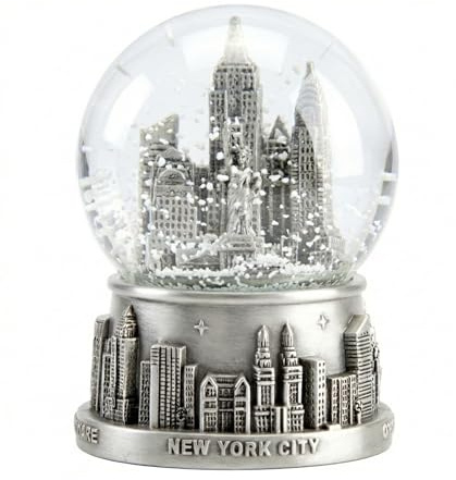 3.5 New York City Silver Lined Snow Globe 65mm NYC Souvenir Snow Globes